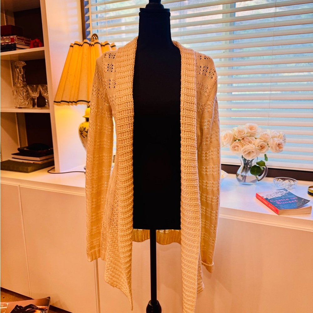 Coldwater Creek Beige Open-Front Cardigan
